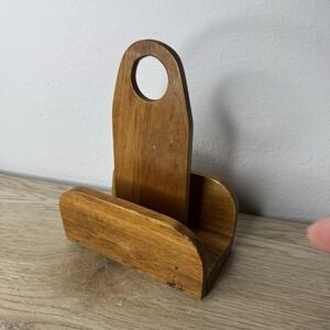 Vintage Handmade Wood Paper Napkin Holder Cottagecore Farmhouse Country Folk